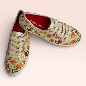 Kate Spade Tennison Floral Embroidered Sneakers Women's Size 6.5 Marker On Soles